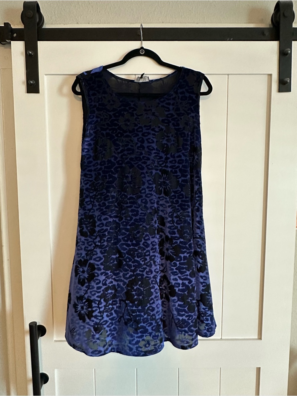 Sleeveless Navy Hibiscus Floral Burnout Mini Dress